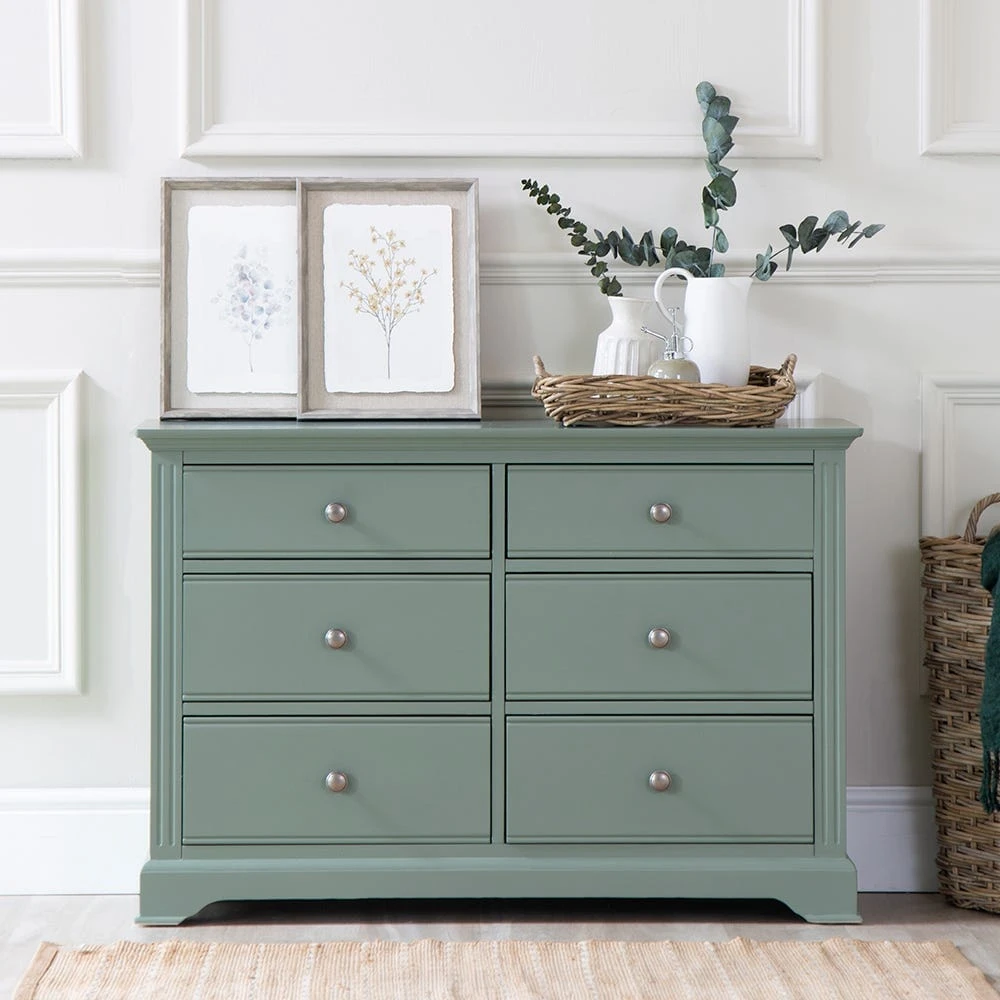 Banbury Sage Green Painted Chest Of 6 Drawers 1 Banbury Sage Green Painted Chest Of 6 Drawers
