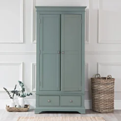 Banbury Sage Green Painted 2 Door Wardrobe With Drawers