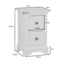 Banbury White Painted Small Bedside Table -Furniture Specialty Store bp sbsc dims