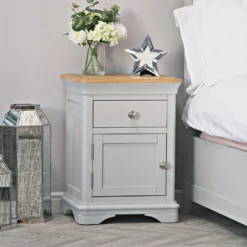 Ashbourne Grey Painted 1 Drawer Large Bedside Table