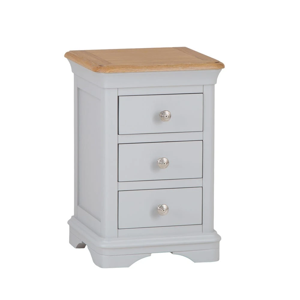 Ashbourne Grey Painted 3 Drawer Narrow Bedside Table 2 Ashbourne Grey Painted 3 Drawer Narrow Bedside Table - Image 2