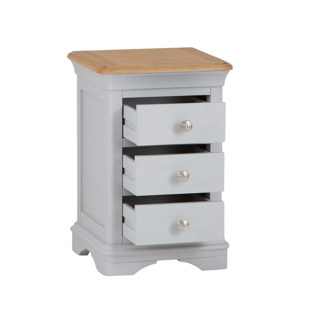 Ashbourne Grey Painted 3 Drawer Narrow Bedside Table 3 Ashbourne Grey Painted 3 Drawer Narrow Bedside Table - Image 3