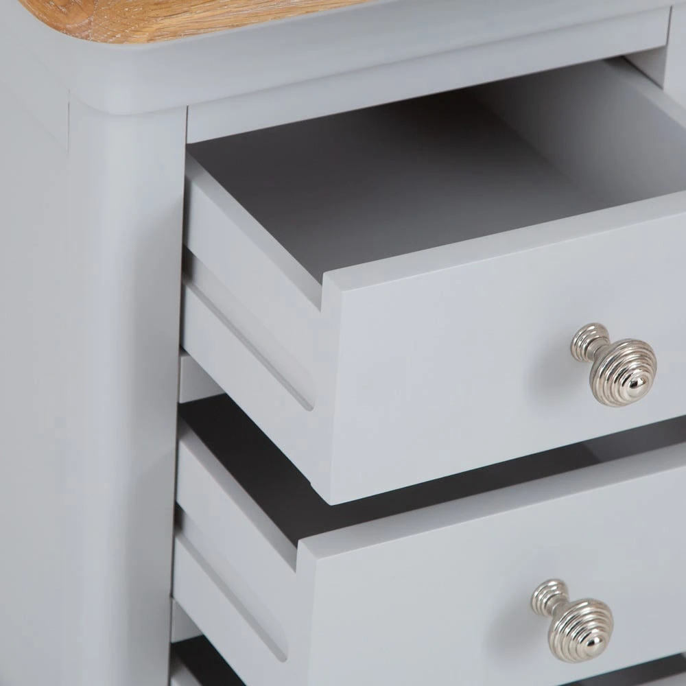 Ashbourne Grey Painted 3 Drawer Narrow Bedside Table 4 Ashbourne Grey Painted 3 Drawer Narrow Bedside Table - Image 4
