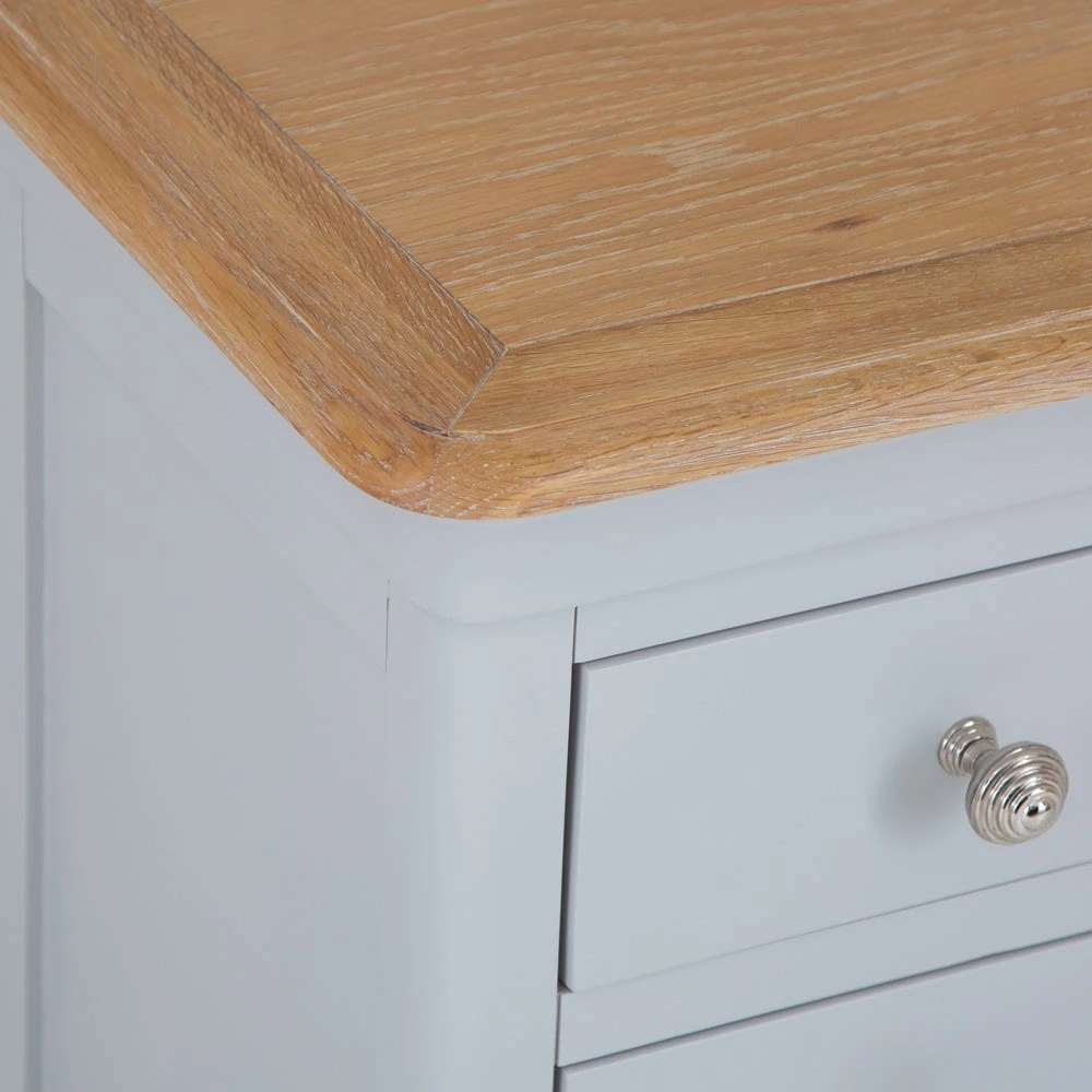 Ashbourne Grey Painted 3 Drawer Narrow Bedside Table 6 Ashbourne Grey Painted 3 Drawer Narrow Bedside Table - Image 6