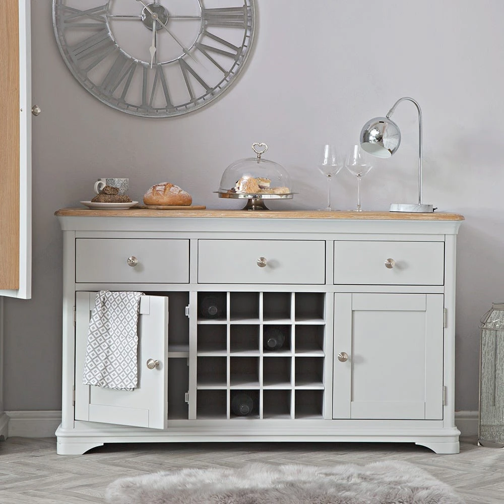 Ashbourne Grey Painted Large Sideboard Wine Rack 1 Ashbourne Grey Painted Large Sideboard Wine Rack