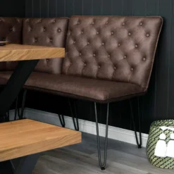 Industrial Brown 90cm Studded Back Bench