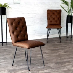 Industrial Brown Studded Back Chair
