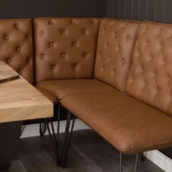Industrial Tan Studded Back Corner Bench