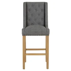 Perugia Dark Grey Button Back Bar Stool With Studs -Furniture Specialty Store ch29 dg cutout 12