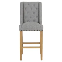 Perugia Light Grey Button Back Bar Stool With Studs 25 Perugia Light Grey Button Back Bar Stool With Studs -Furniture Specialty Store ch29 lg 12