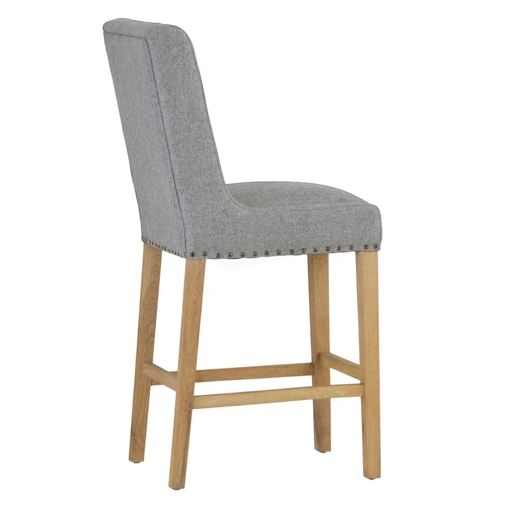 Perugia Light Grey Button Back Bar Stool With Studs 7 Perugia Light Grey Button Back Bar Stool With Studs - Image 7