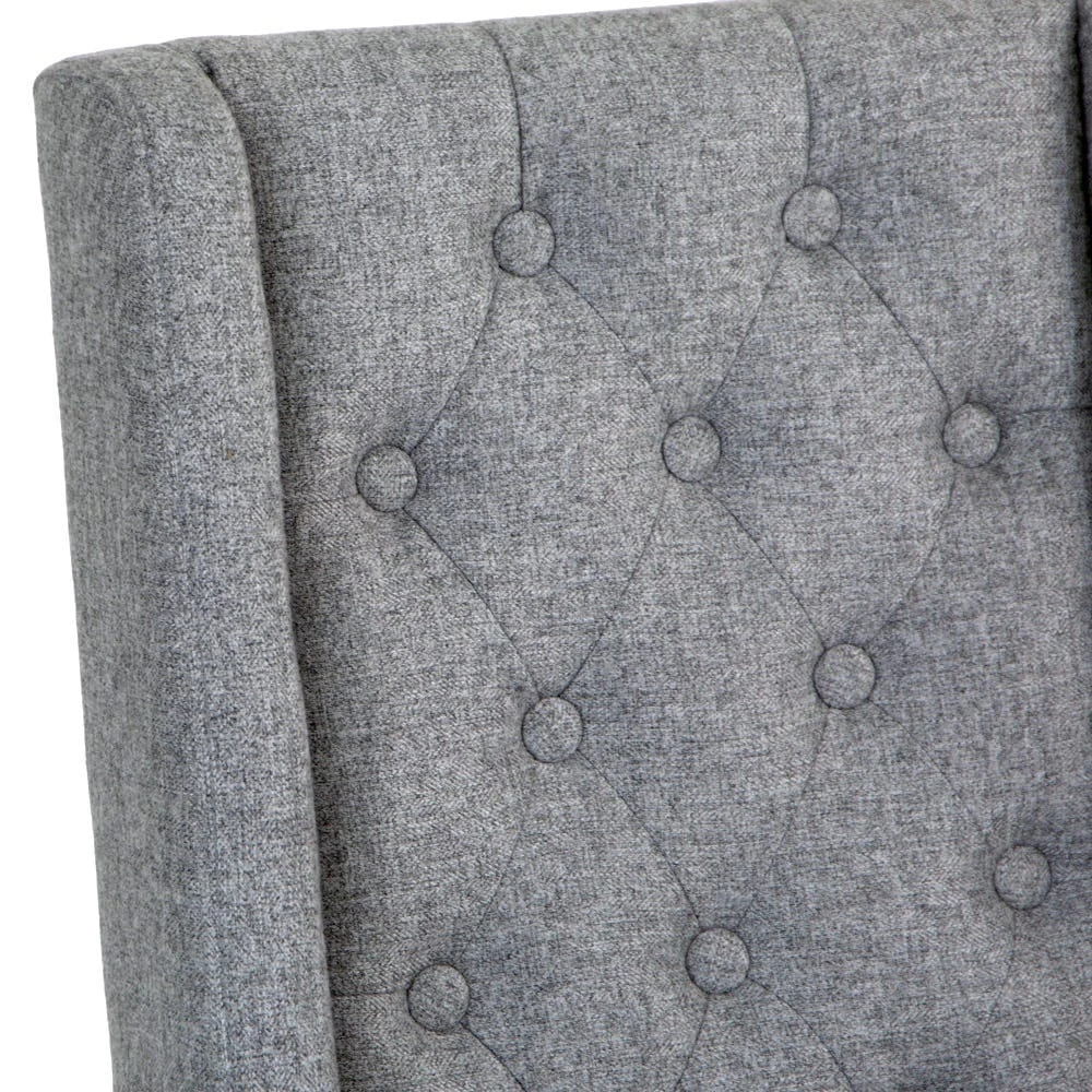Perugia Light Grey Button Back Bar Stool With Studs 4 Perugia Light Grey Button Back Bar Stool With Studs - Image 4