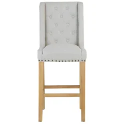 Perugia Natural Button Back Bar Stool With Studs -Furniture Specialty Store ch29 nat 12