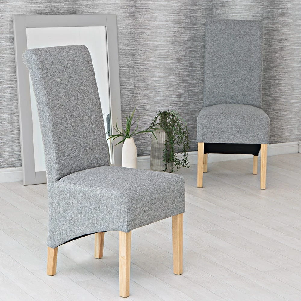 Holcombe Light Grey Classic Scroll Back Dining Chair 1 Holcombe Light Grey Classic Scroll Back Dining Chair
