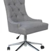 Sorrento Light Grey Fabric Winged Office Chair With Curved Button