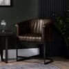 Shoreditch Industrial Brown Leather Dining Chair