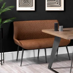 Industrial Tan 130cm Honeycomb Pattern Bench