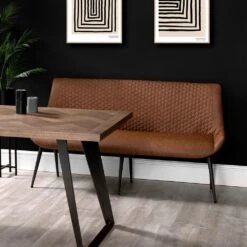 Industrial Tan 160cm Honeycomb Pattern Bench