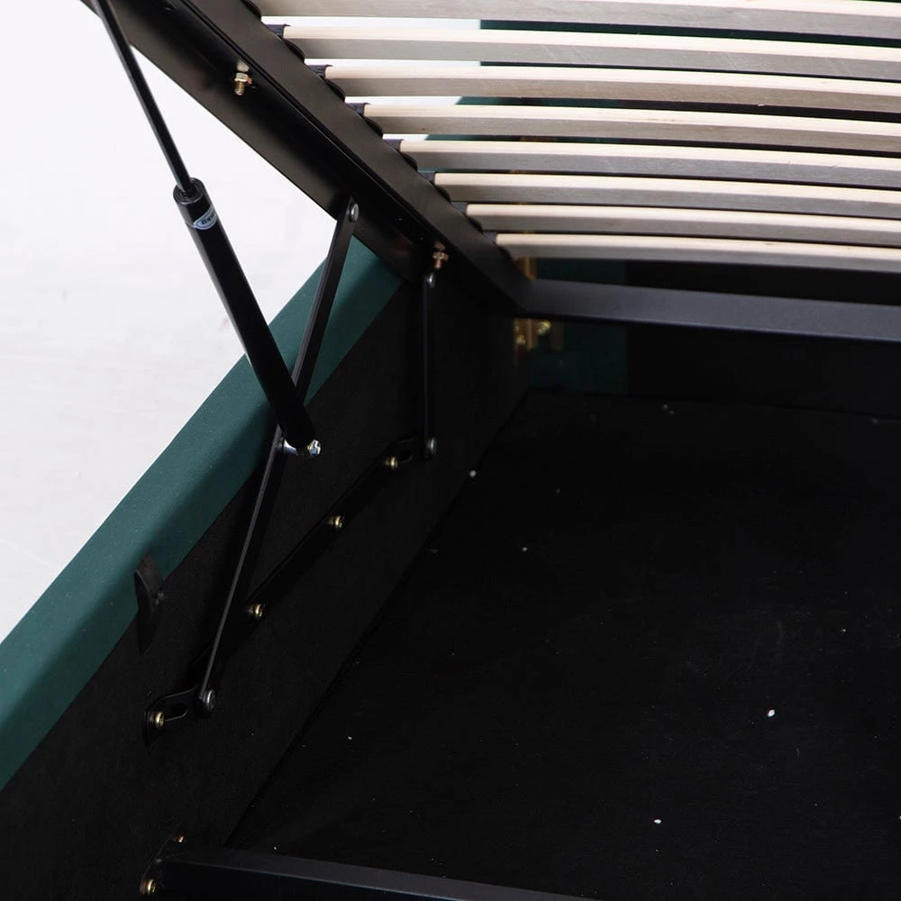 Chelsea End Lift Ottoman King Size Bed Frame Bottle Green Velvet 9 Chelsea End Lift Ottoman King Size Bed Frame Bottle Green Velvet - Image 9