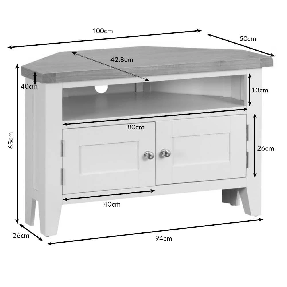 Suffolk Grey Painted Oak Corner TV Unit 8 Suffolk Grey Painted Oak Corner TV Unit - Image 8