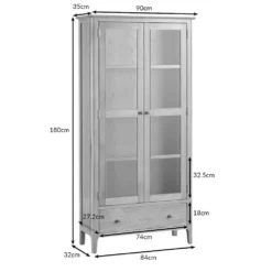 Bergen Oak Glass Display Cabinet -Furniture Specialty Store dis 1