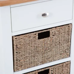 Gloucester White Painted 1 Drawer 2 Wicker Basket Cabinet -Furniture Specialty Store ga c12 w 8