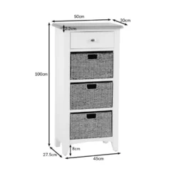 Gloucester White Painted 1 Drawer 3 Wicker Basket Cabinet -Furniture Specialty Store ga c13 dimensions