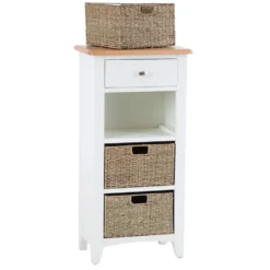 Gloucester White Painted 1 Drawer 3 Wicker Basket Cabinet -Furniture Specialty Store ga c13 w 2