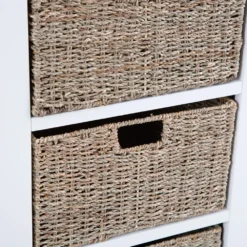 Gloucester White Painted 1 Drawer 3 Wicker Basket Cabinet -Furniture Specialty Store ga c13 w 6