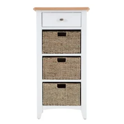 Gloucester White Painted 1 Drawer 3 Wicker Basket Cabinet -Furniture Specialty Store ga c13 w 8