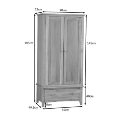 Gloucester Oak 2 Door Wardrobe With Drawer -Furniture Specialty Store ga gwr oak dimensions