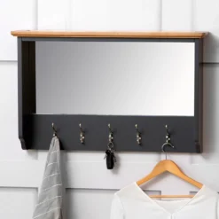 Gloucester Midnight Grey Painted Mirrored Coat Rack