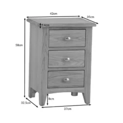 Gloucester Oak Large 3 Drawer Bedside Table -Furniture Specialty Store ga lbsc oak dimensions