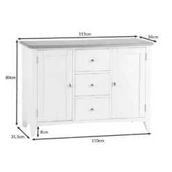 Gloucester Midnight Grey Painted 2 Door 3 Drawer Large Sideboard -Furniture Specialty Store ga ls dimensions 1