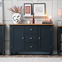 Gloucester Midnight Grey Painted 2 Door 3 Drawer Large Sideboard