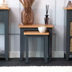 Gloucester Midnight Grey Painted Nest Of 2 Tables