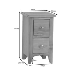 Gloucester Oak Slim 2 Drawer Bedside Table -Furniture Specialty Store ga sbsc oak dimensions