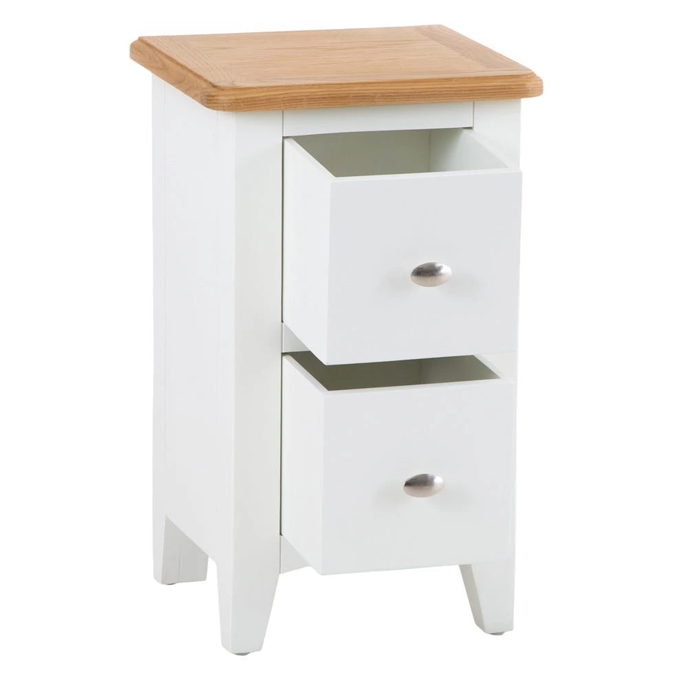Gloucester White Painted Slim 2 Drawer Bedside Table 3 Gloucester White Painted Slim 2 Drawer Bedside Table - Image 3