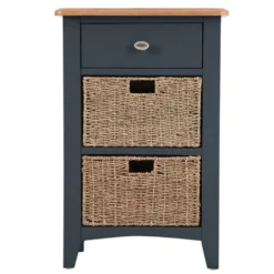Gloucester Midnight Grey Painted 1 Drawer 2 Wicker Basket Cabinet -Furniture Specialty Store gag c12 w 10
