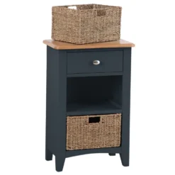 Gloucester Midnight Grey Painted 1 Drawer 2 Wicker Basket Cabinet -Furniture Specialty Store gag c12 w 2