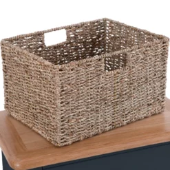 Gloucester Midnight Grey Painted 1 Drawer 2 Wicker Basket Cabinet -Furniture Specialty Store gag c12 w 3