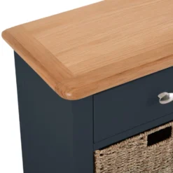 Gloucester Midnight Grey Painted 1 Drawer 2 Wicker Basket Cabinet -Furniture Specialty Store gag c12 w 5