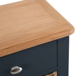 Gloucester Midnight Grey Painted 1 Drawer 2 Wicker Basket Cabinet -Furniture Specialty Store gag c12 w 6