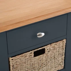 Gloucester Midnight Grey Painted 1 Drawer 2 Wicker Basket Cabinet -Furniture Specialty Store gag c12 w 7
