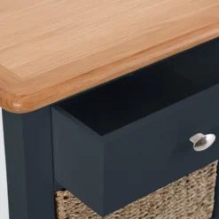 Gloucester Midnight Grey Painted 1 Drawer 2 Wicker Basket Cabinet -Furniture Specialty Store gag c12 w 9