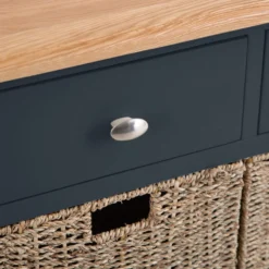 Gloucester Midnight Grey Painted 3 Drawer 6 Wicker Basket Cabinet -Furniture Specialty Store gag c36 w 8