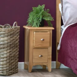 Gloucester Oak Slim 2 Drawer Bedside Table