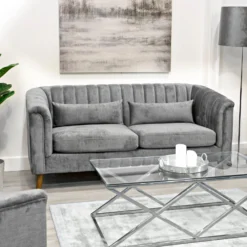 Meabh Silver 3 Seater Sofa With Two Pillows