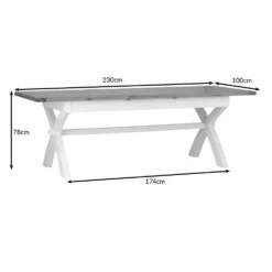 Hampshire Blue Painted Oak 1.8m Cross Leg Extending Dining Table -Furniture Specialty Store hampshire18betdimensions 2