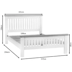 Hampshire Grey Painted Oak Double Bed Frame High Foot End 19 Hampshire Grey Painted Oak Double Bed Frame High Foot End -Furniture Specialty Store hampshire46dimensions 3